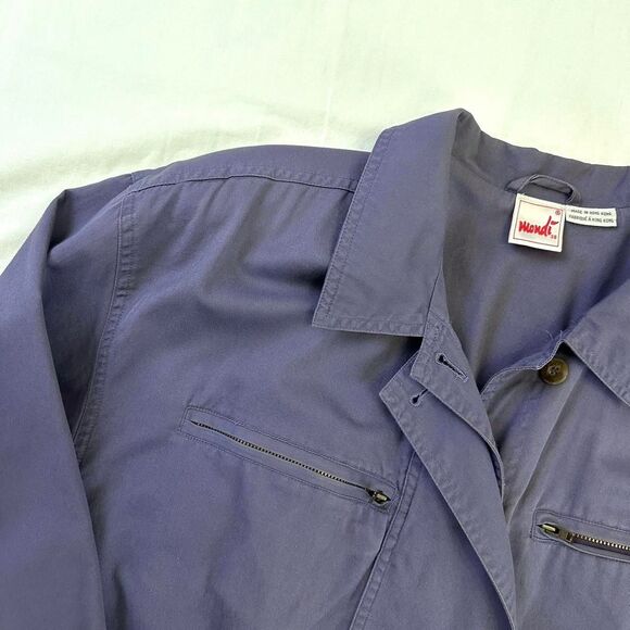 VINTAGE 90s MONDI Cotton Purple Longline Button Utility Jacket Sz EU 38/M Retro - Picture 2 of 5